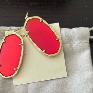 Gold and Red Dangle Statement Earrings